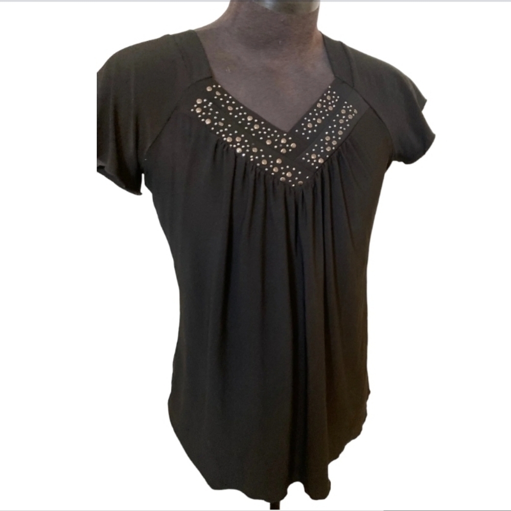 Perseption Concept Vneck Crystal Embellished Top